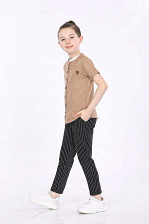 Mornio Erkek Çocuk Gömlek-T-shirt ve Pantolon 3 lü Takım VF24KMR5102122