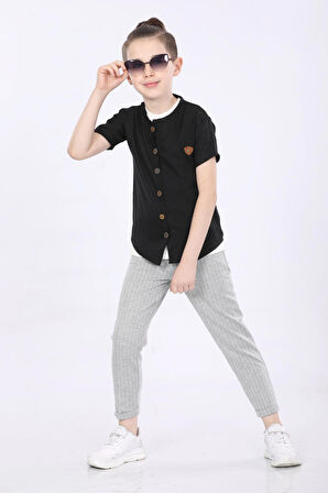 Mornio Erkek Çocuk Gömlek-T-shirt ve Pantolon 3 lü Takım VF24KMR5102122