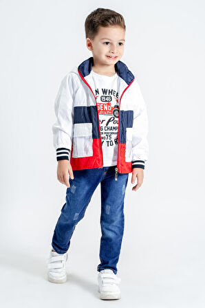 Hola Kids Erkek Çocuk Yağmurluk-Pantolon ve Tişört 3 lü Takım HLK5060154