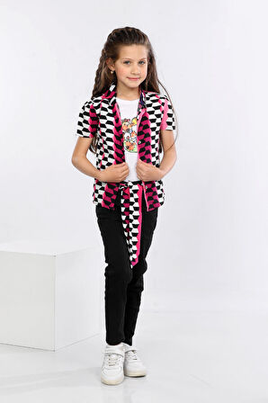 Mornio Geometrik Desen Baskılı Renkli Gömlek, Tişört ve Kot Pantolon 3 lü Takım MRN2410