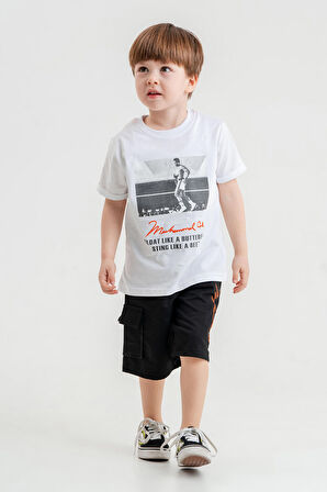 Barkod Kids %100 Pamuk İkili Takım T-shirt ve Kapri Erkek Çocuk HLK5060176