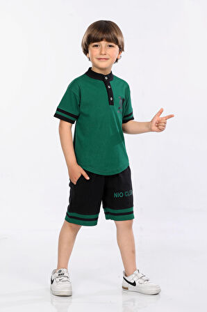 Mornio Erkek Çocuk Logolu Tişört ve Şort Lacost Kumaş İkili Yazlık Takım MRN5109798VF