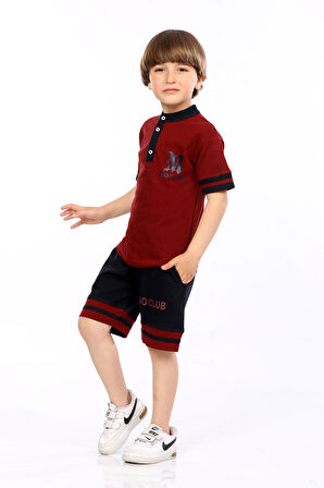 Mornio Erkek Çocuk Logolu Tişört ve Şort Lacost Kumaş İkili Yazlık Takım MRN5109798VF