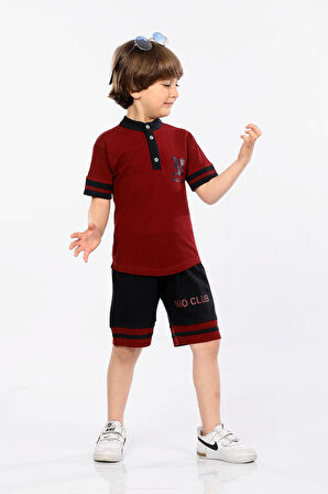 Mornio Erkek Çocuk Logolu Tişört ve Şort Lacost Kumaş İkili Yazlık Takım MRN5109798VF