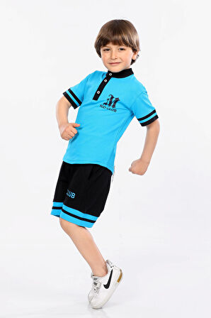 Mornio Erkek Çocuk Logolu Tişört ve Şort Lacost Kumaş İkili Yazlık Takım MRN5109798VF