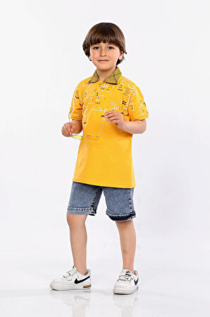 Mornio Erkek Çocuk Polo Yaka  Lacost Kumaş Tişört ve Kot Şort  İkili Yazlık Takım MRN5111112VF