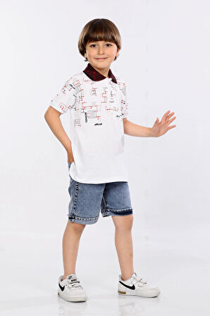 Mornio Erkek Çocuk Polo Yaka  Lacost Kumaş Tişört ve Kot Şort  İkili Yazlık Takım MRN5111112VF