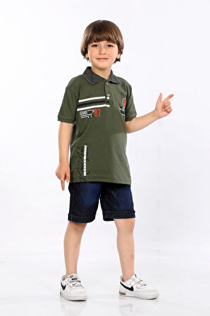 Mornio Erkek Çocuk Polo Yaka  Lacost Kumaş Tişört ve Kot Şort  İkili Yazlık Takım MRN5111314VF