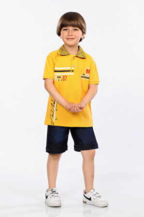 Mornio Erkek Çocuk Polo Yaka  Lacost Kumaş Tişört ve Kot Şort  İkili Yazlık Takım MRN5111314VF