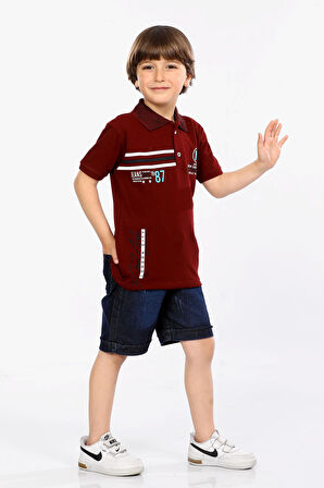 Mornio Erkek Çocuk Polo Yaka  Lacost Kumaş Tişört ve Kot Şort  İkili Yazlık Takım MRN5111314VF