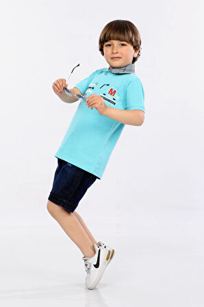 Mornio Erkek Çocuk Polo Yaka  Lacost Kumaş Tişört ve Kot Şort  İkili Yazlık Takım MRN5111314VF