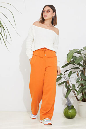 Go Veform Bel Detaylı Salaş Kadın Eşofman Altı Turuncu ZN5007