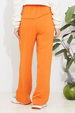 Go Veform Bel Detaylı Salaş Kadın Eşofman Altı Turuncu ZN5007