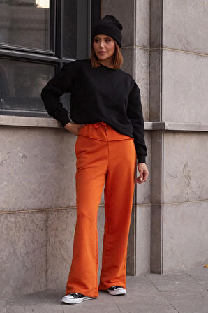 Go Veform Bel Detaylı Salaş Kadın Eşofman Altı Turuncu ZN5007