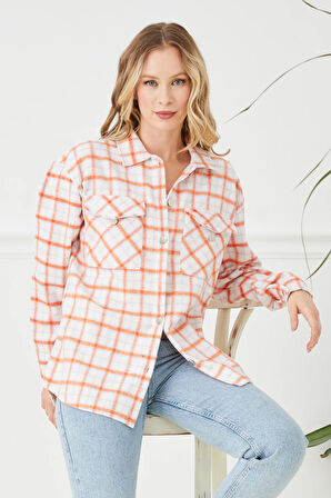 Go Veform Çift Cepli Kadın Oduncu Gömlek Lila ZN5013