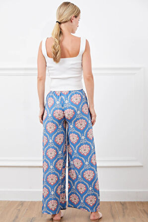 Go Veform Desenli Kadın Pantolon Mavi ZN5017