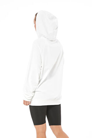 Go Veform Fermuar Detay Baskılı Oversize Kadın Sweatshirt Ekru ZN5022