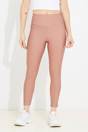 Go Veform Kadın Yüksek Bel Esnek Spor Tayt Gül Kurusu ZN5121