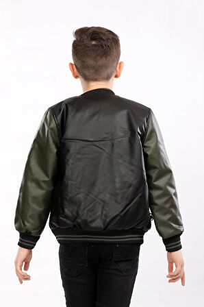 Erkek Bebek ve Çocuk A Takımı Suni Deri Mont Haki AVM2112