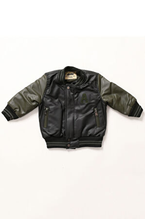 Erkek Bebek ve Çocuk A Takımı Suni Deri Mont Haki AVM2112