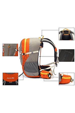 Outdoor Kamp ve Yürüyüş Sırt Çantası (36 Litre Kapasiteli) Turuncu 9860