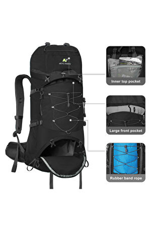 Outdoor Kamp ve Yürüyüş Sırt Çantası (60 Litre) Siyah 9032