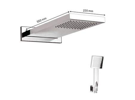 Ankastre Duş Seti 3 Yönlü Yağmur Panel 550x220 mm SUS 304 – Paslanmaz Pirinç Krom Kaplama