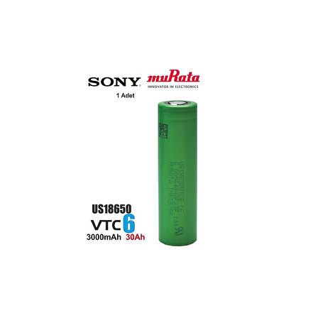 Murata VTC6 18650 3.7V 3000mAh Li-ion Şarjlı Pil | 1 ADET