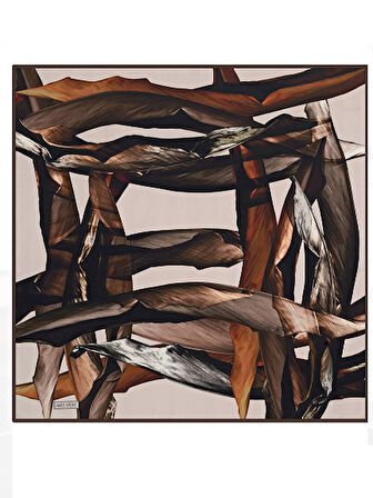 Aker Nostalji Sura Saf İpek Eşarp 6812701 - 332 Koyu Vizon Pastel Desen