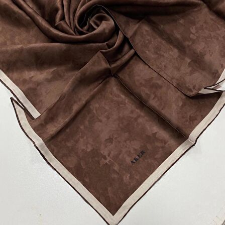 Aker Kahve Bulut Desen Saten İpek Eşarp 7208701-338