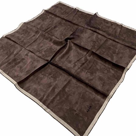 Aker Koyu Kahve Bulut Desen Saten İpek Eşarp 7208701-339