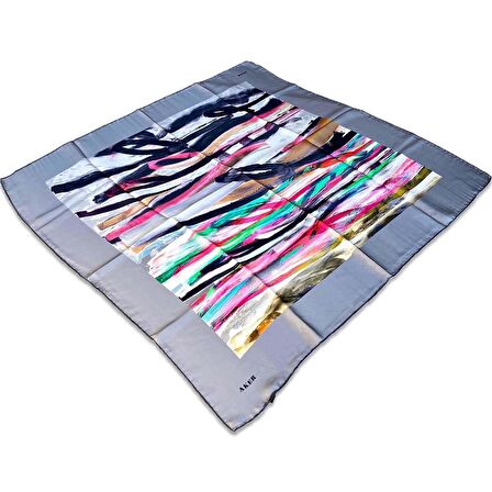 Aker Gri Karma Desen Sura İpek Eşarp 8808701-371