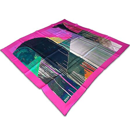 Aker Pembe Karma Desen Tivil İpek Eşarp 8810713-924