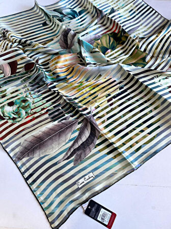 Pierre Cardin Sura İpek Eşarp 43300 Yeşil Karışık Desen