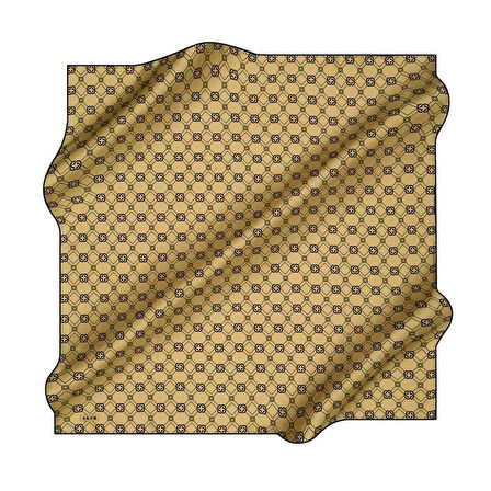 Aker Tivil İpek Eşarp 8686713-912 47443 Gold-Siyah Monogram Desen