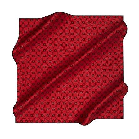 Aker Tivil İpek Eşarp 8686713-915 47484 Kırmızı-Siyah Monogram Desen