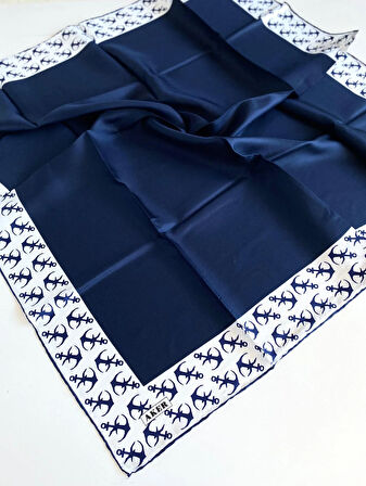 Aker Tivil İpek Eşarp 8700713-921 47505 Lacivert Çapa Desen
