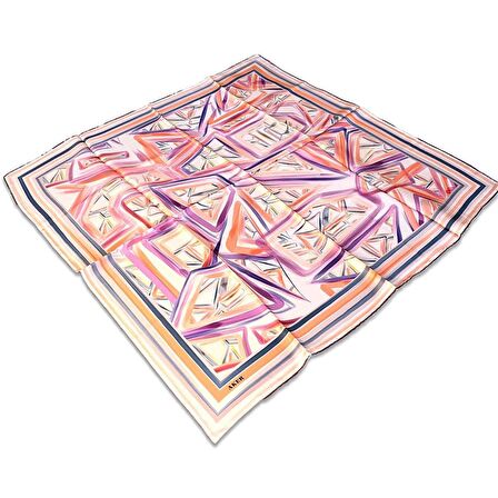 Aker Gül Kurusu Geometrik Desen Sura İpek Eşarp 8794701-341