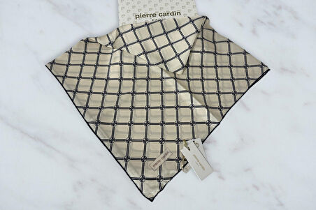 %100 İpek (Silk) Crepe Saten Eşarp - Krem- 8902230-324