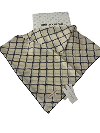 %100 İpek (Silk) Crepe Saten Eşarp - Krem- 8902230-324