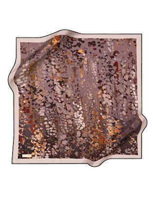 Aker Nostalji Sura Saf İpek Eşarp 8926701 - 313 Vizon Füme Leopar Desen