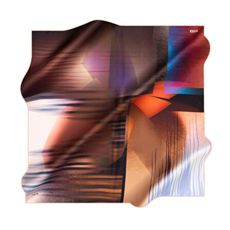 Geometrik Desenli İpek Krep Saten Eşarp - Sura - 8993701