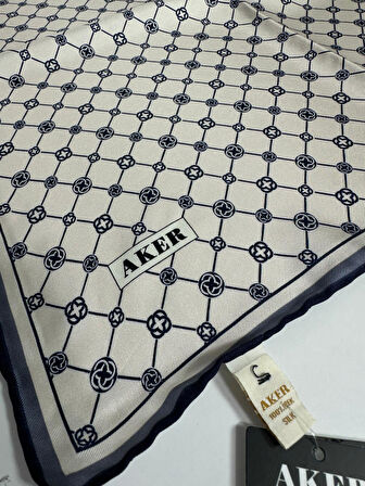 Logo Desenli Twill İpek  Eşarp - İlkbahar - Yaz- 8981713-922