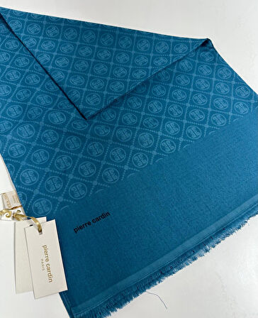 Elegans Monogram Şal-75 X 190-090700-923 Petrol Mavi