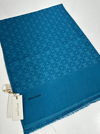Elegans Monogram Şal-75 X 190-090700-923 Petrol Mavi