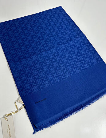 Elegans Monogram Şal-75 X 190-090700-924 Saks Mavi