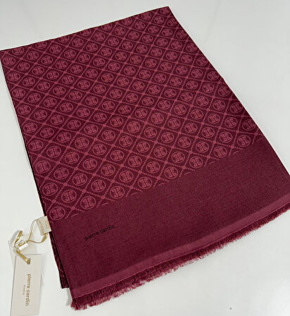 Elegans Monogram Şal-75 X 190-090700-942 Koyu Bordo