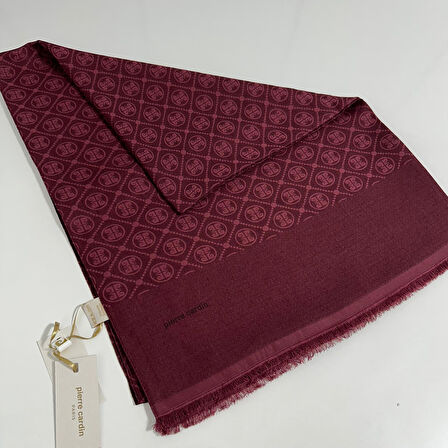 Elegans Monogram Şal-75 X 190-090700-942 Koyu Bordo