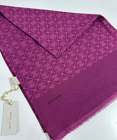 Elegans Monogram Şal-75 X 190-090700-994 Fuşya