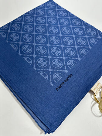 Elegans Monogram Eşarp - 1090750 -922 İndigo Mavi